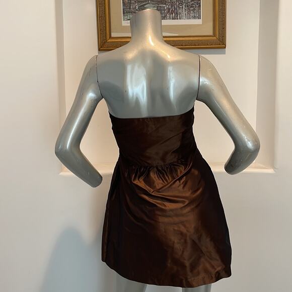 Vintage Rhys Dwfen Chic Little Devil Strapless Bow Front Mini Dress Brown Size 6 - Picture 6 of 9